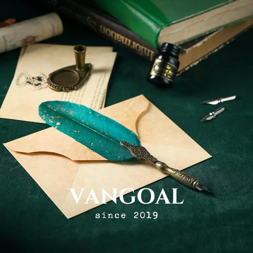 Vintage Green Feather Pen And Ink Set Classic Series Goose Quill Pen